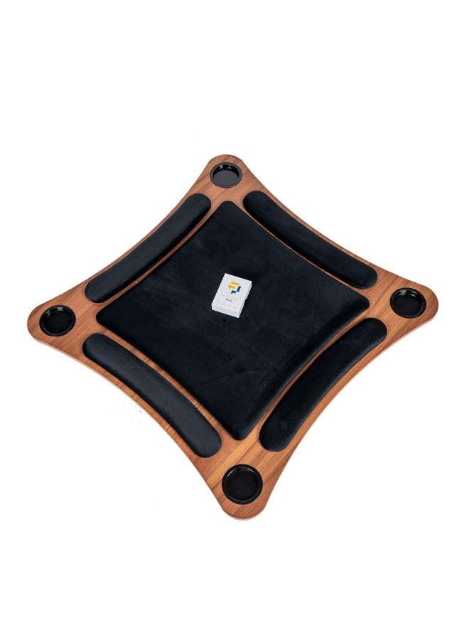 AL BADER Curved Floor Wooden Ploot Play Cards Game Table Mid-Size, Curved Wood Baloot Table Mid-Size 80 * 80, Plot Playing Cards Table, Floor Blot Table (Black) - Image 2